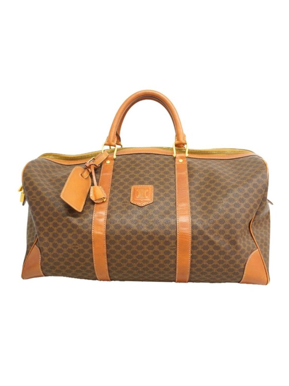 Celine Boston Bag Macadam Brown Gold